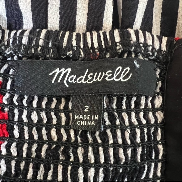 MADEWELL Plumeria Cutout Jumpsuit Striped Floral Ruffle Strap Size 2 - Picture 10 of 14